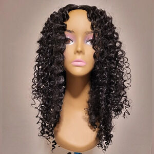 Long Curly Synthetic "Half Wig" - Black